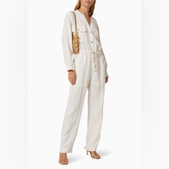 Overlover Laurel Cotton Jumpsuit - white seersucker - Picture 1 of 12